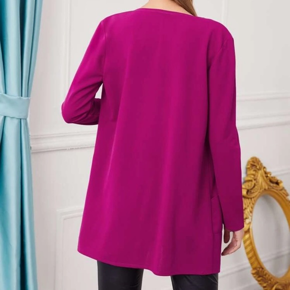 Mid length coat pockets business minimalist WHITE - Picture 7 of 11